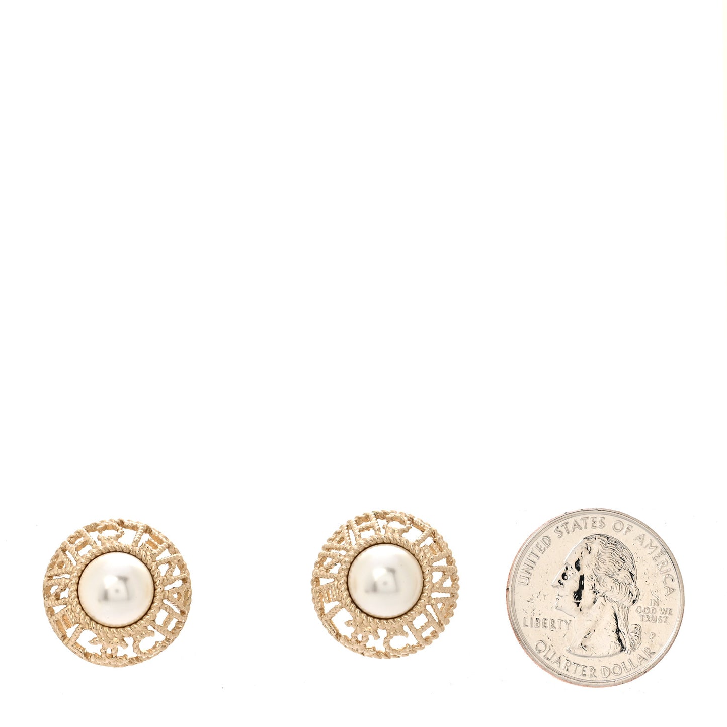 Pearl CC Round Rope Logo Earrings Gold
