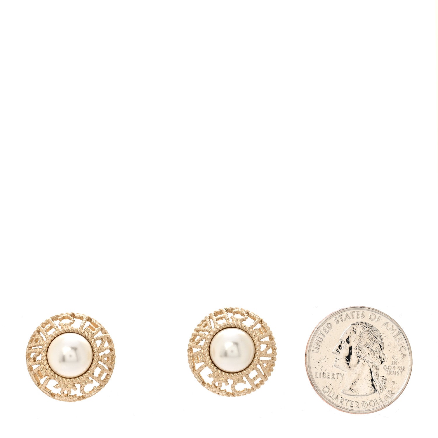 Chanel Pearl CC Round Rope Logo Earrings Gold 2 of 6