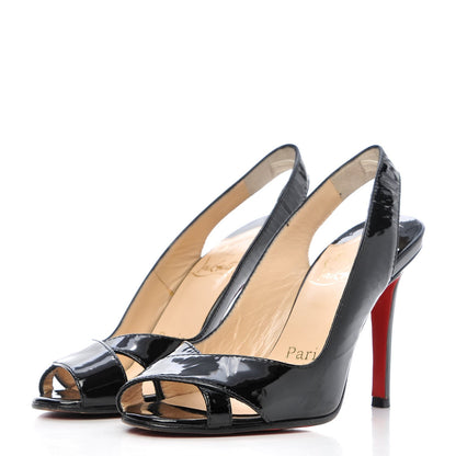 Christian Louboutin Patent Slingback Pumps 35.5 Black 3 of 9