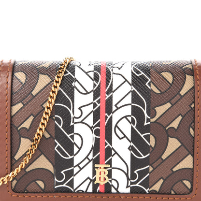 Burberry E-Canvas Monogram Stripe Jessie Chain Card Case Bridle Brown 9 of 9