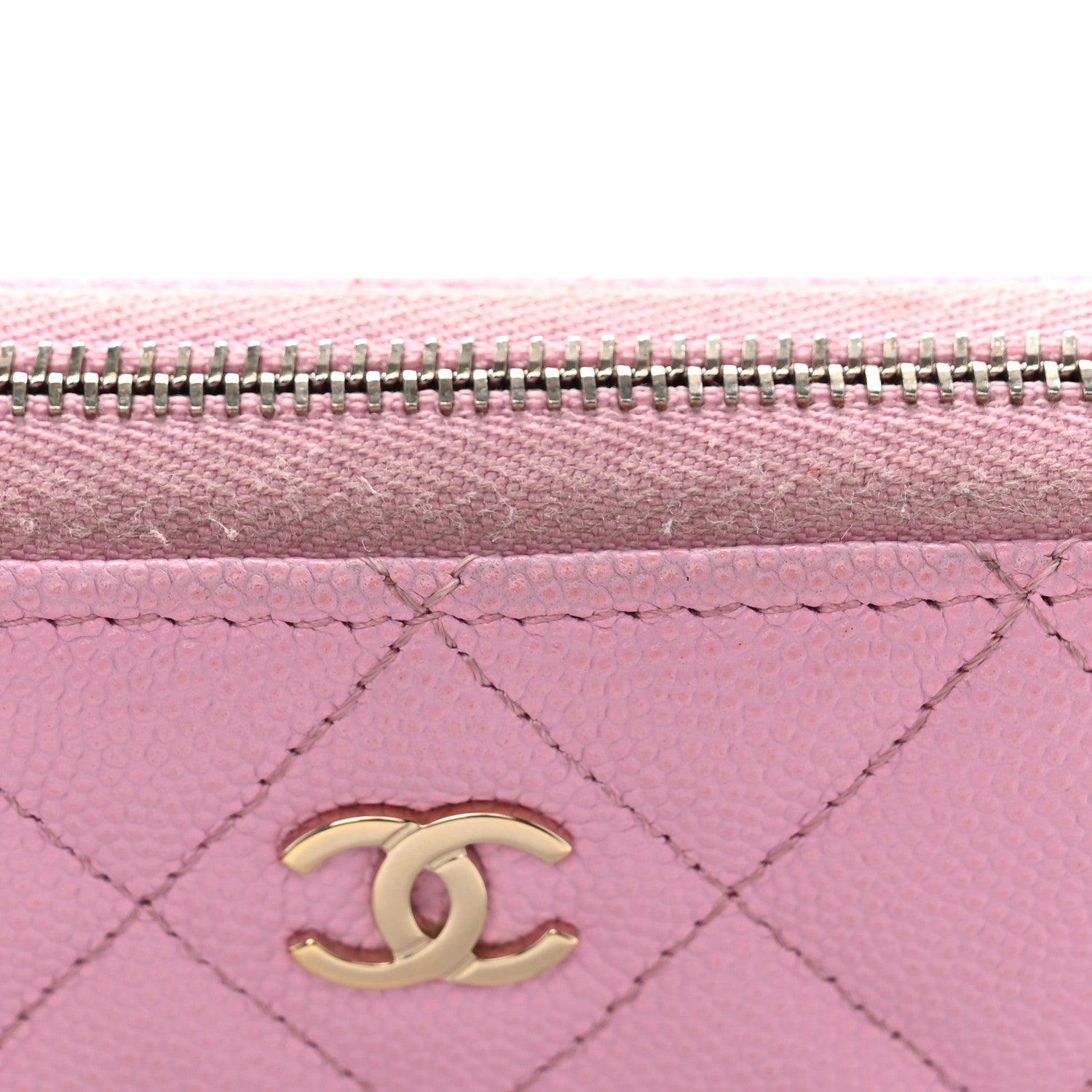 Chanel Caviar Quilted Large Gusset Zip Around Wallet Light Pink 10 of 13