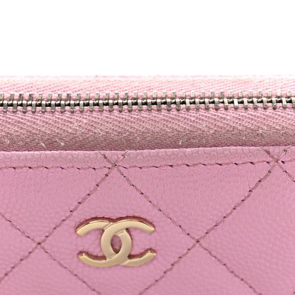 Chanel Caviar Quilted Large Gusset Zip Around Wallet Light Pink 10 of 13