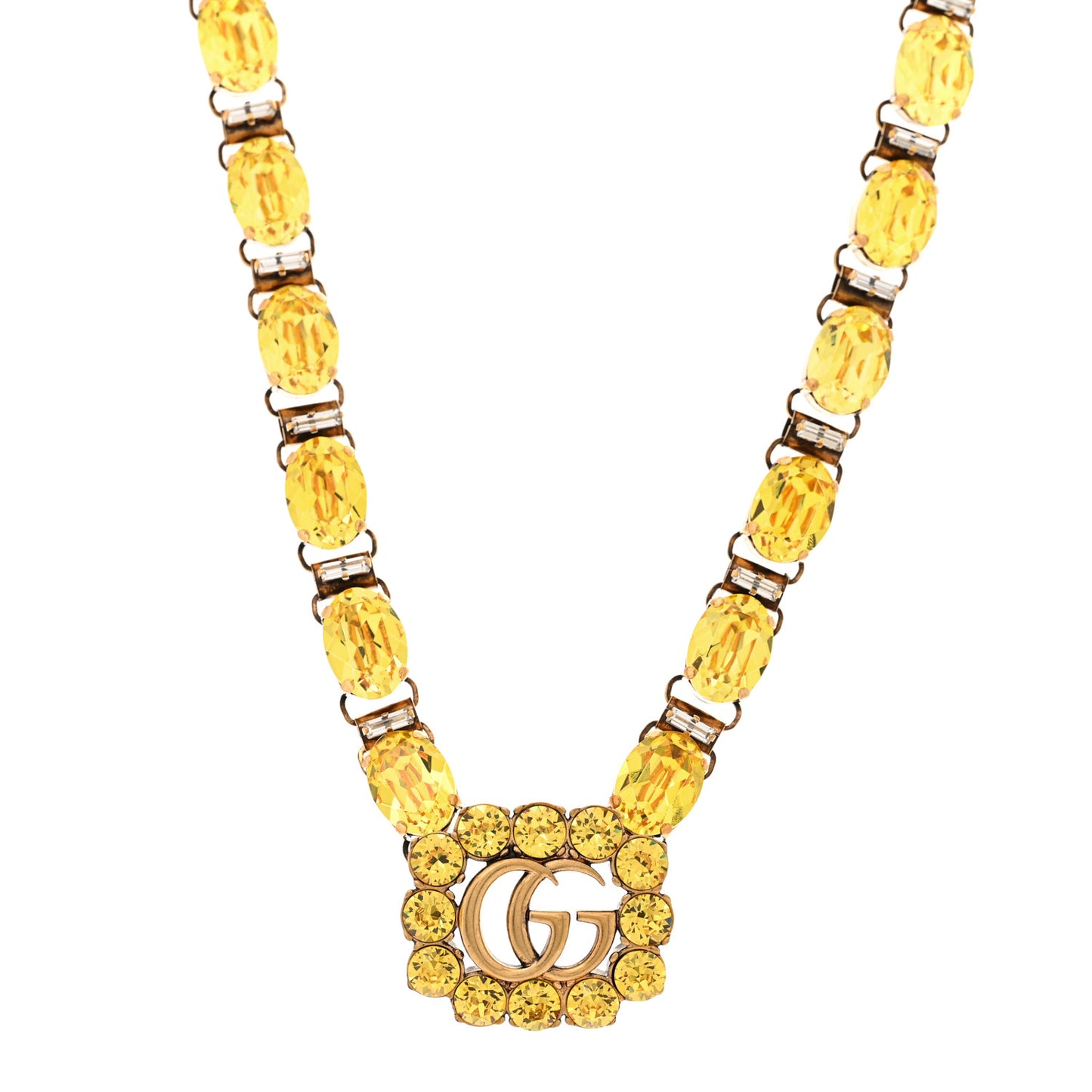 Metal Crystal GG Marmont Necklace Gold Yellow