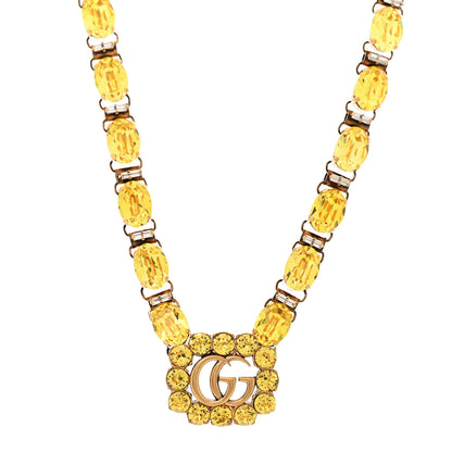 Gucci Metal Crystal GG Marmont Necklace Gold Yellow 1 of 9
