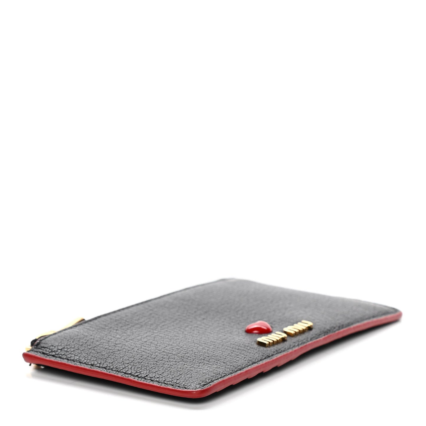 Goatskin Madras Love Zip Card Holder Black