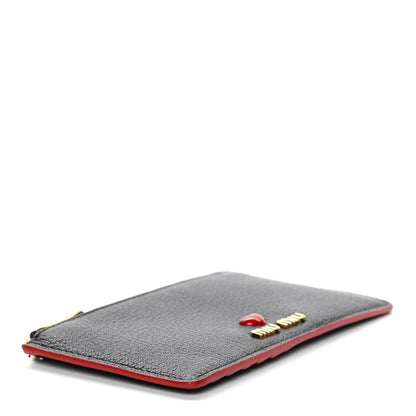 Miu Miu Goatskin Madras Love Zip Card Holder Black 6 of 8