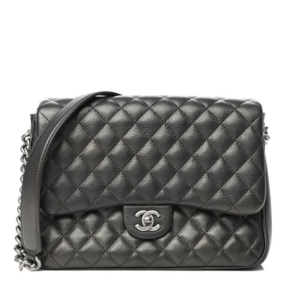 Chanel Metallic Goatskin Quilted Medium Rock In Rome Flap Charcoal 1 of 10
