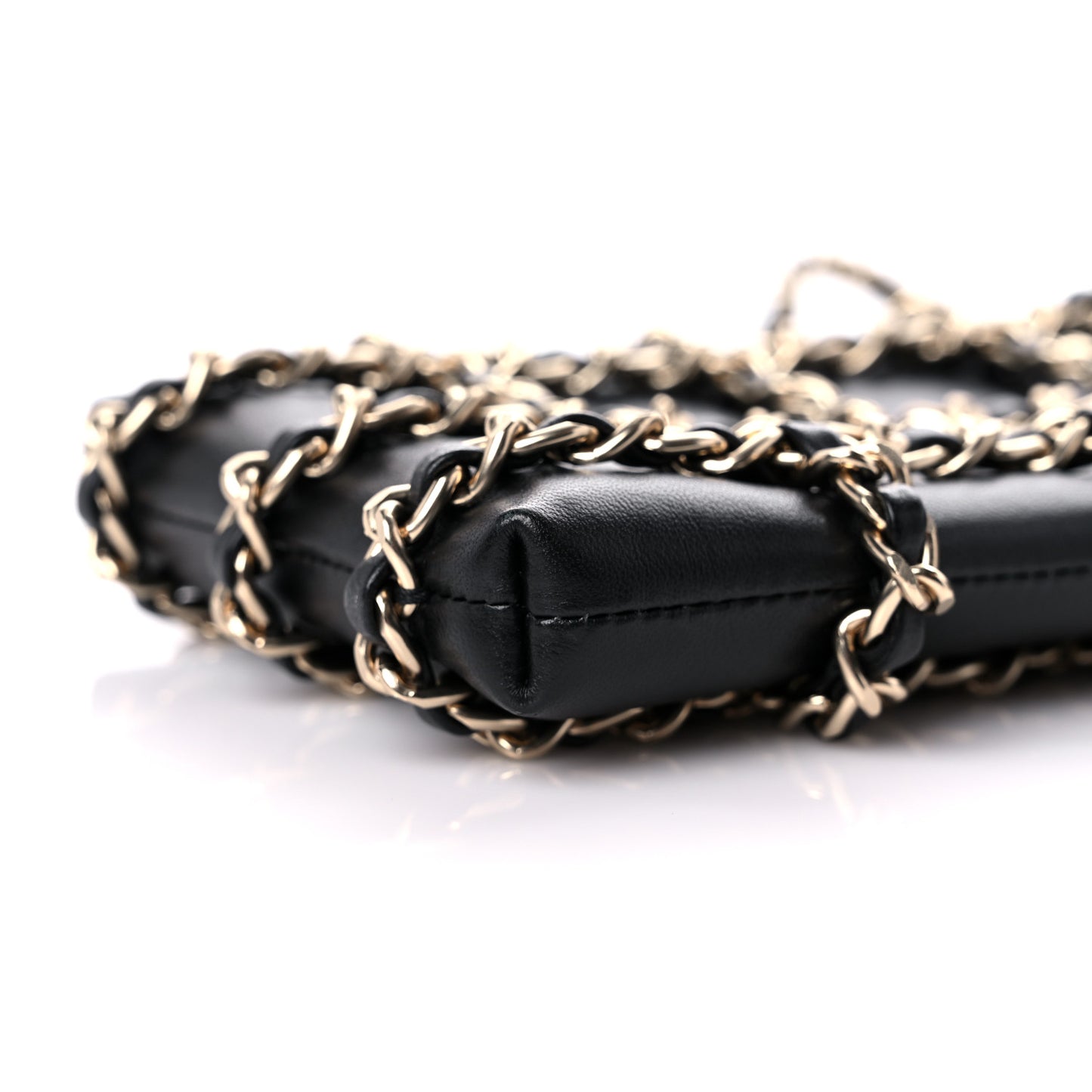 Lambskin Tech Me Out Clutch With Chain Black