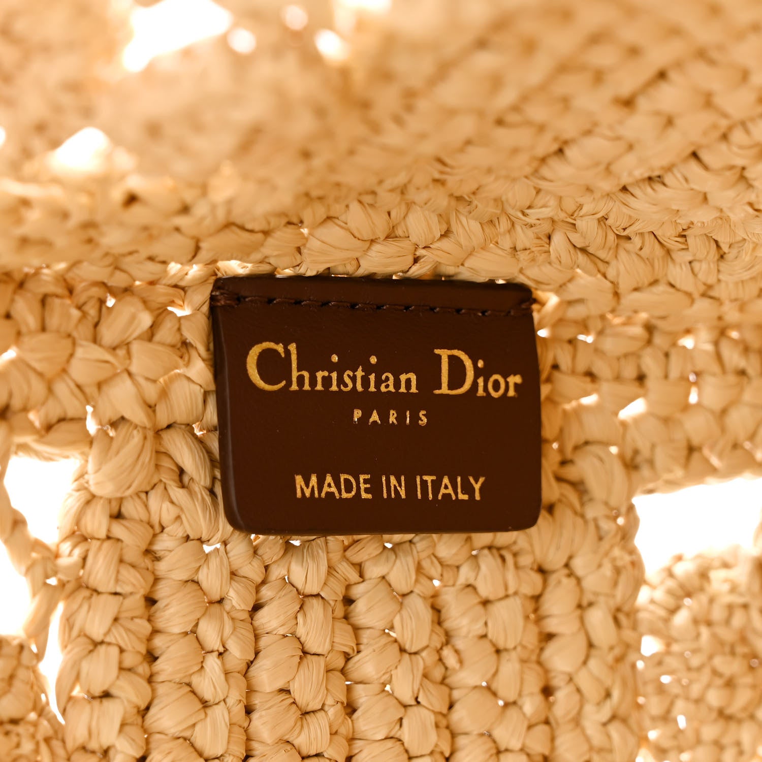 Christian Dior Woven Raffia Floral Embellished Small Book Tote Natural 9 of 13