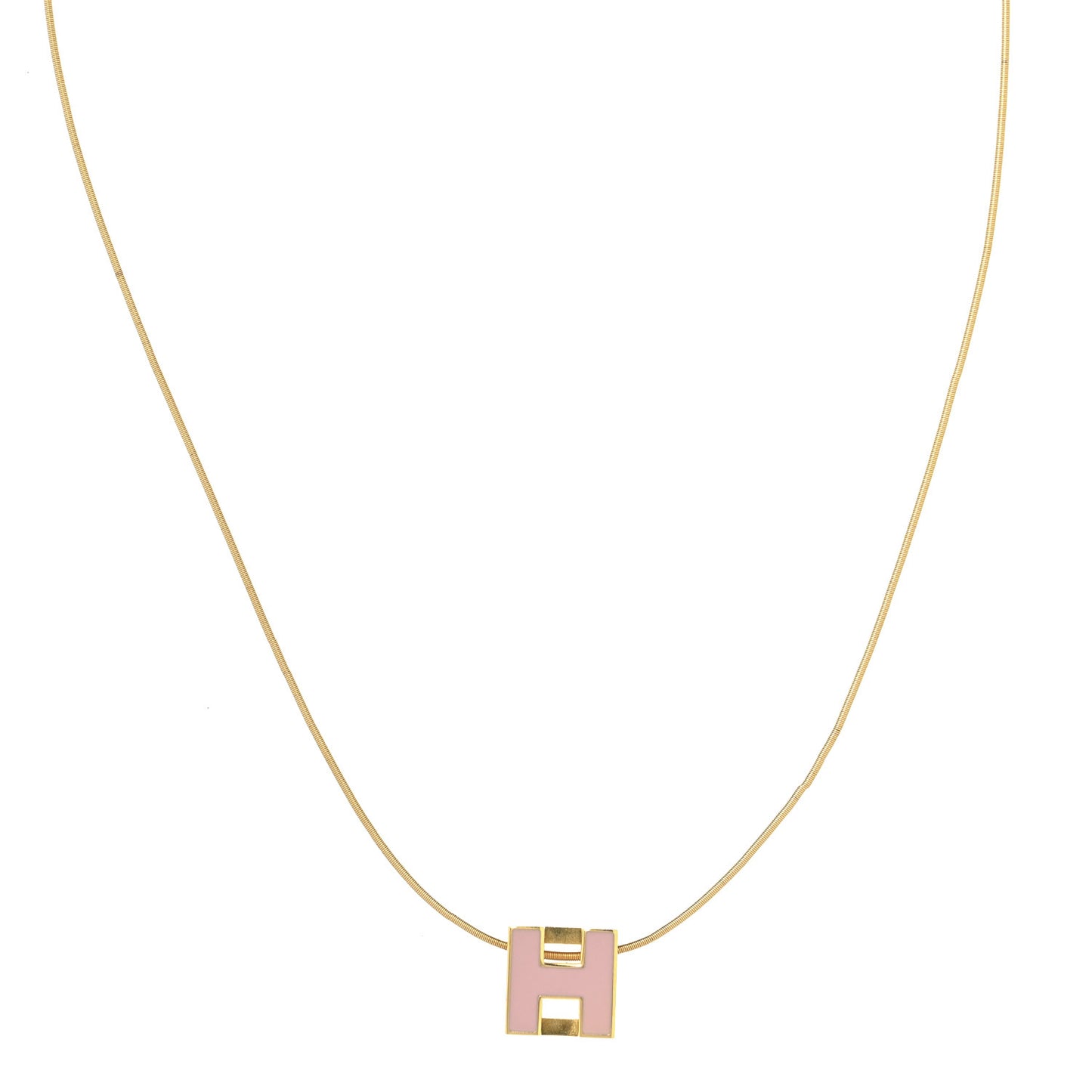 Gold Lacquered Cage d'H Pendant Necklace Rose Dragee