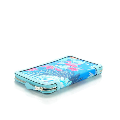 Hermes Epsom Printed Silk Flamingo Party Soie-Cool Wallet Mykonos Bleu Atoll 4 of 8
