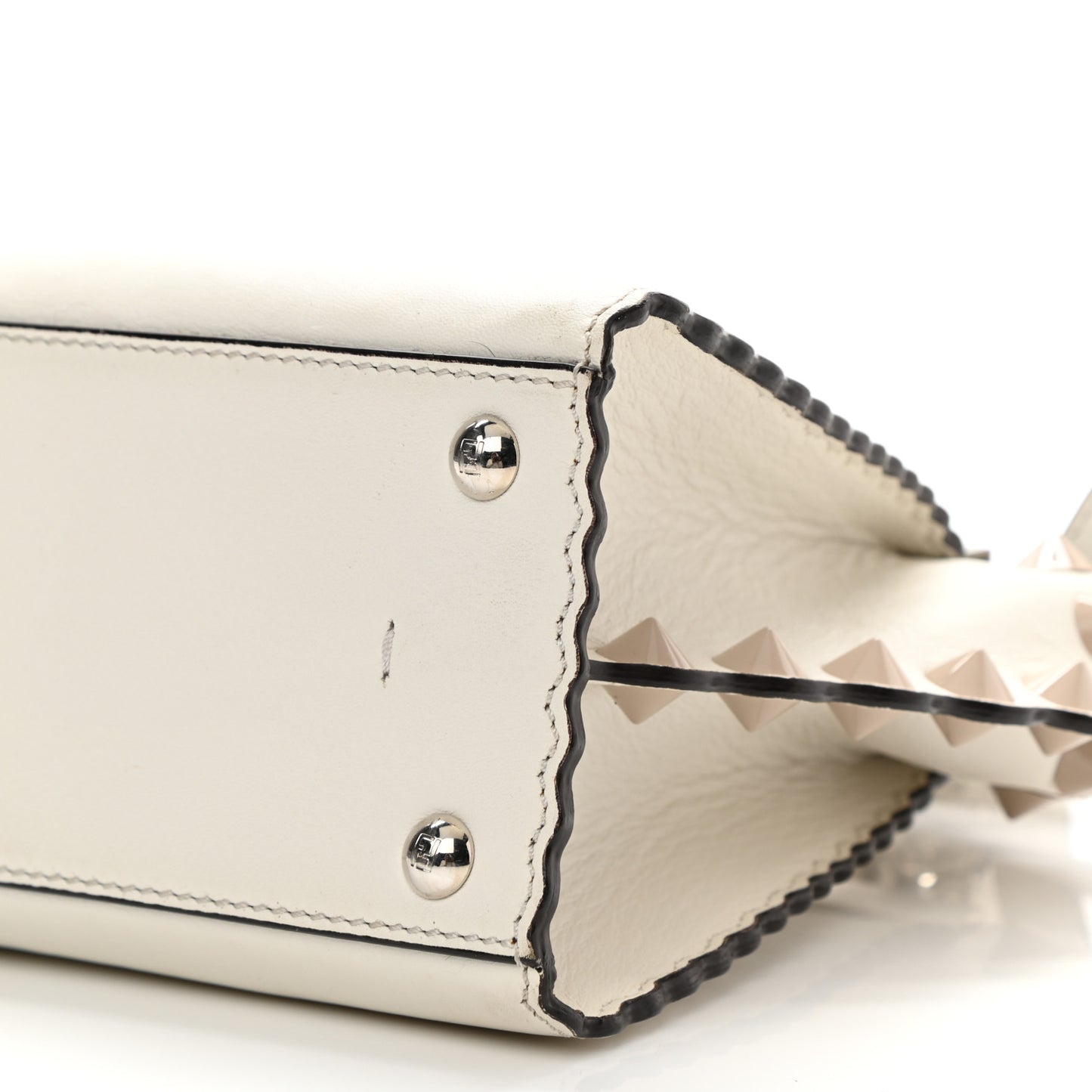 Vitello Scalloped Studded Mini 3Jours Tote Ice Cloude