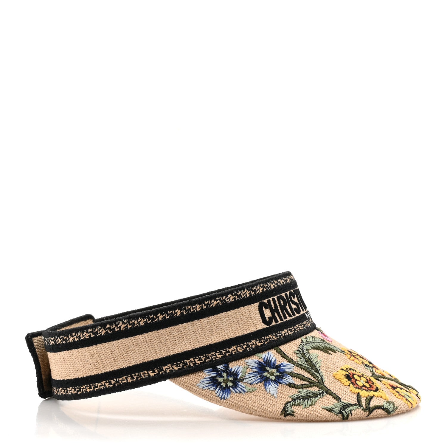 Christian Dior Raffia Embroidered Petites Fleurs Visor Natural 4 of 8