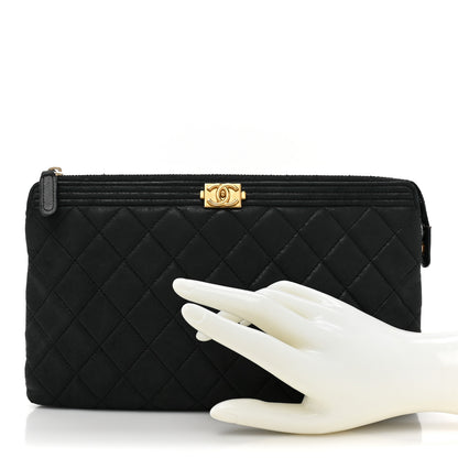 Chanel Lambskin Quilted Small Boy Zipped Pouch Black 2 of 15