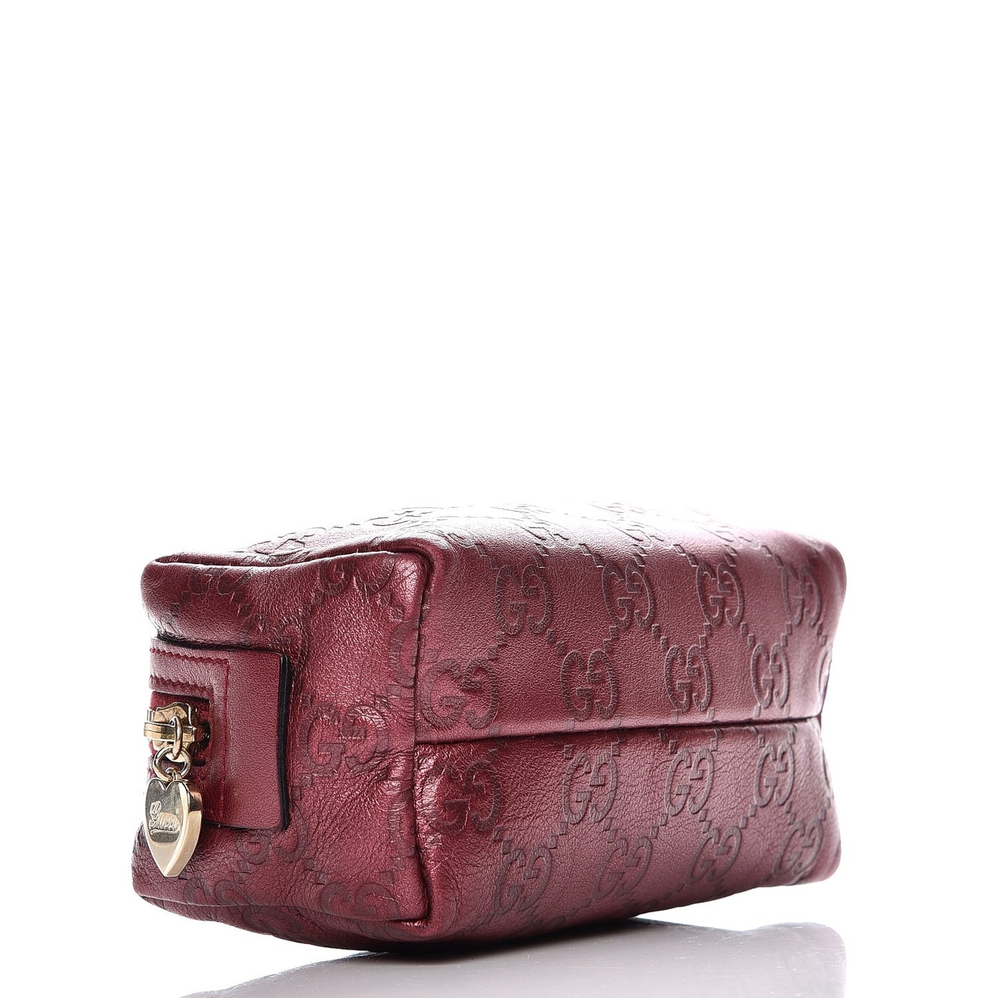 Metallic Guccissima Small Cosmetic Case Red