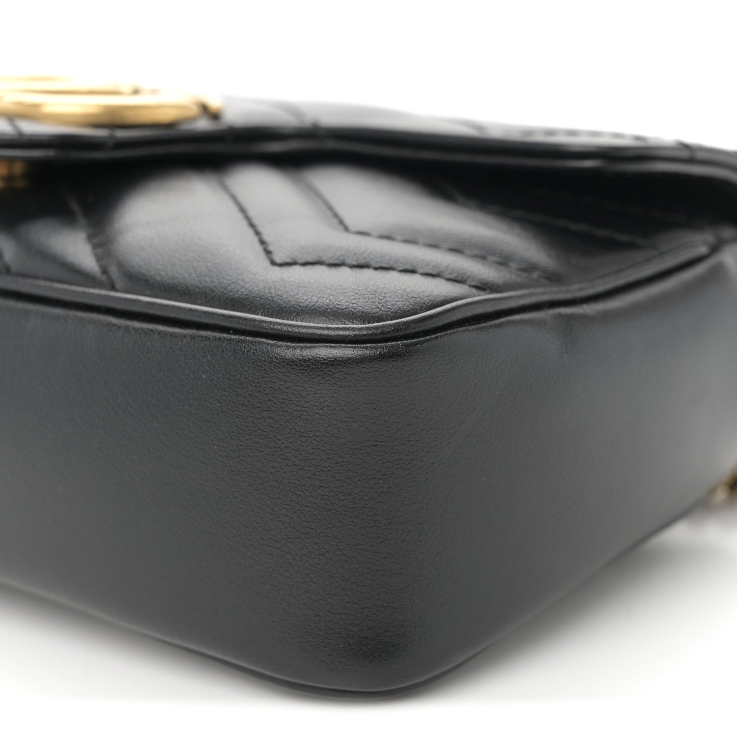 Gucci Calfskin Matelasse Super Mini GG Marmont Shoulder Bag Black 28 of 37