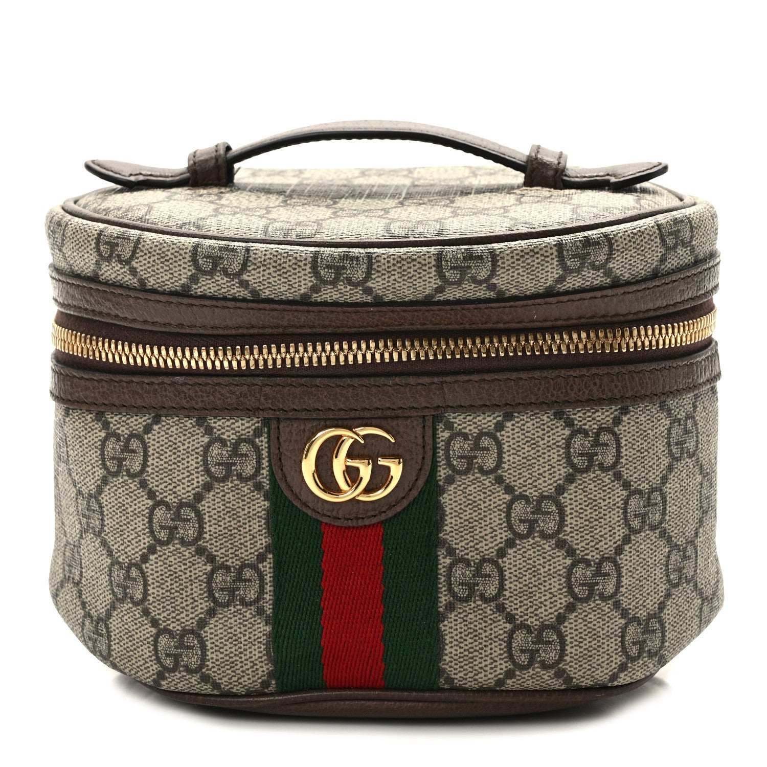 Gucci GG Supreme Monogram Textured Calfskin Web Ophidia Vanity Cosmetic Case Beige Ebony New Acero 1 of 11