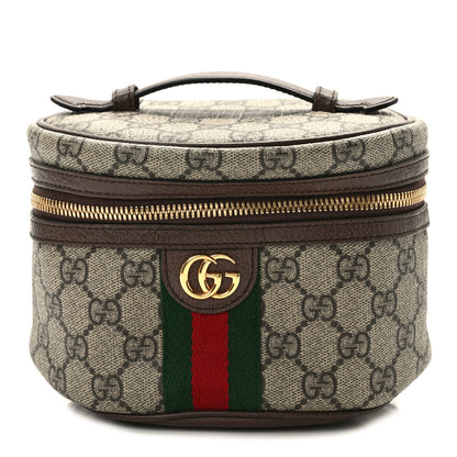 Gucci GG Supreme Monogram Textured Calfskin Web Ophidia Vanity Cosmetic Case Beige Ebony New Acero 1 of 11
