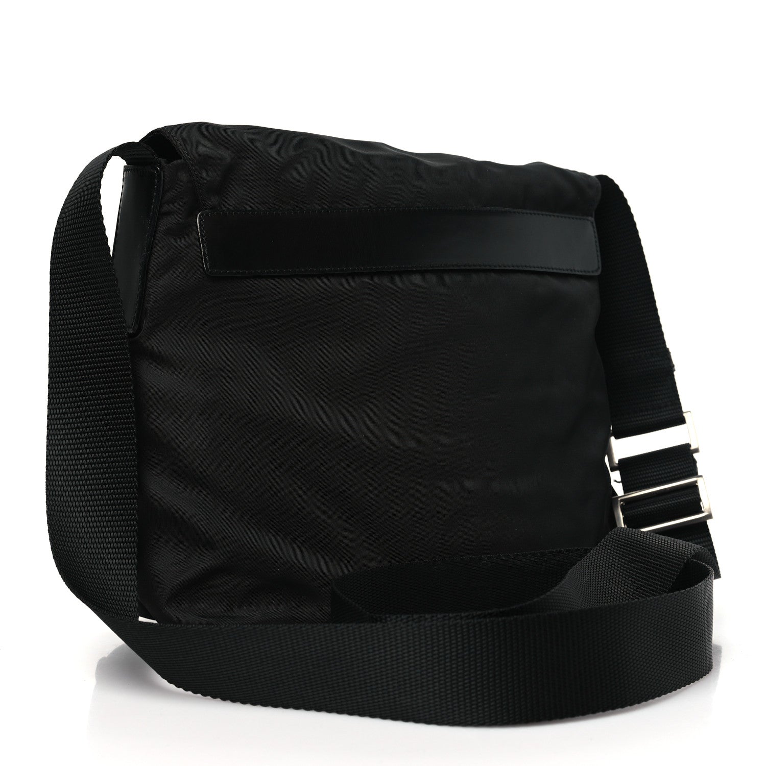 Prada Nylon Vela Saffiano Single Buckle Messenger Shoulder Bag Black 3 of 9
