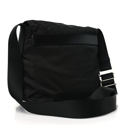 Prada Nylon Vela Saffiano Single Buckle Messenger Shoulder Bag Black 3 of 9