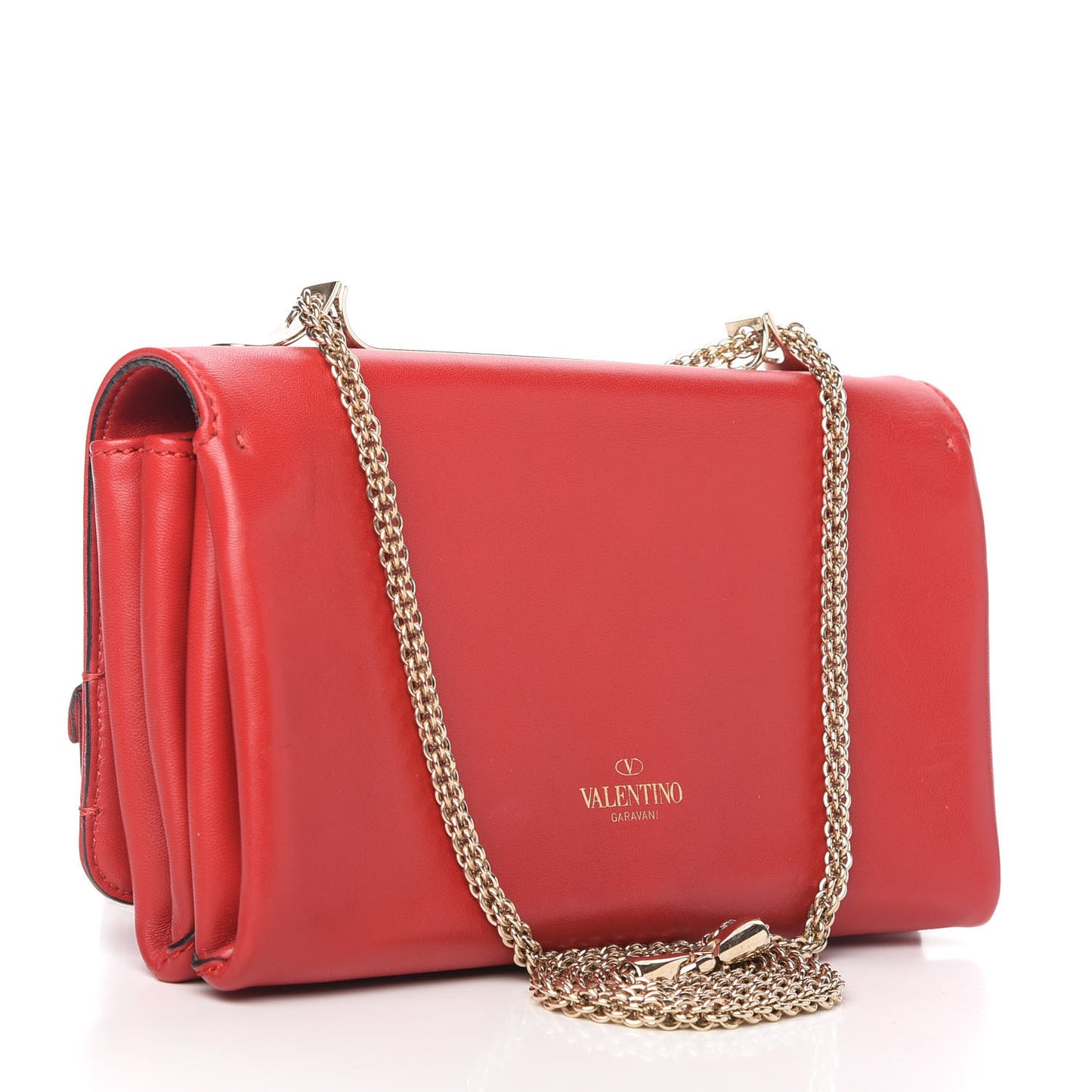 Nappa Petale Chain Shoulder Bag Red