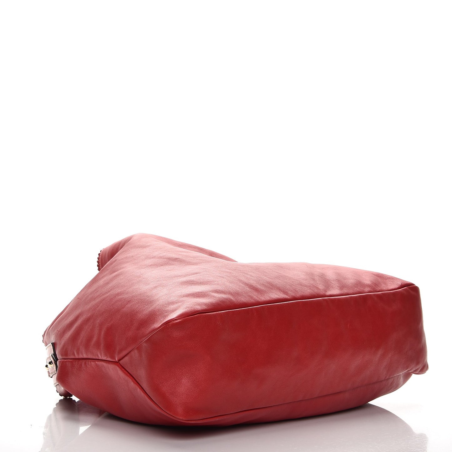 Calfskin Large Horsebit Chain Hobo Red