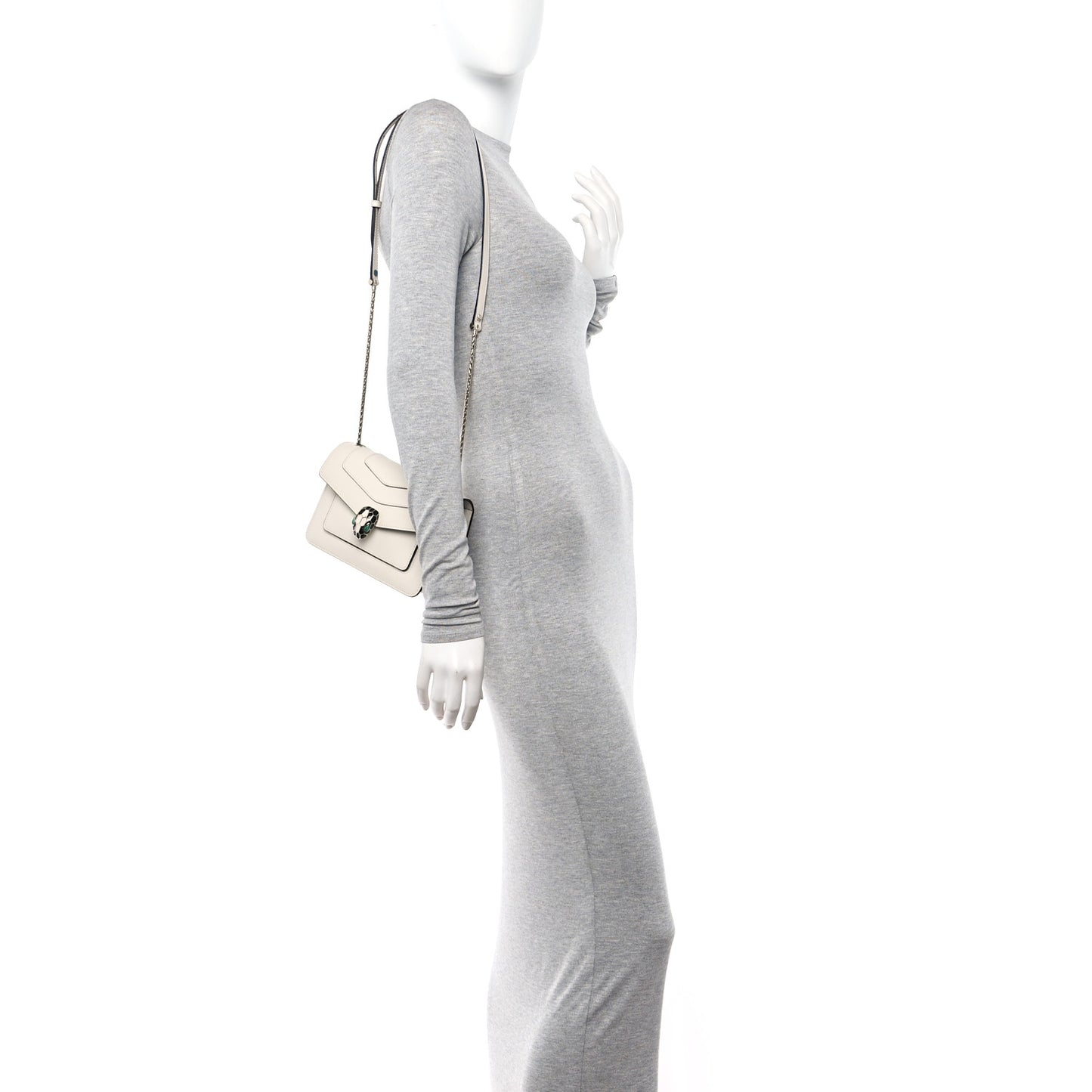 Calfskin Serpenti Forever Small Crossbody Bag White Agate
