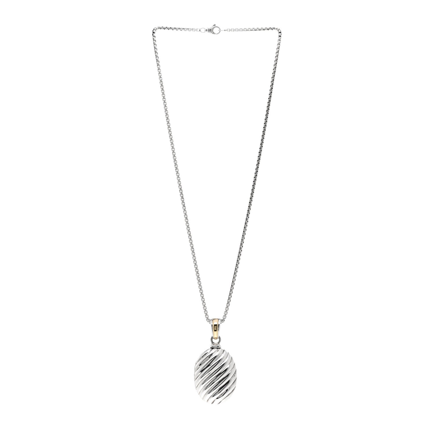 David Yurman Sterling Silver 18K Yellow Gold Oval Cable Locket Pendant 3 of 5
