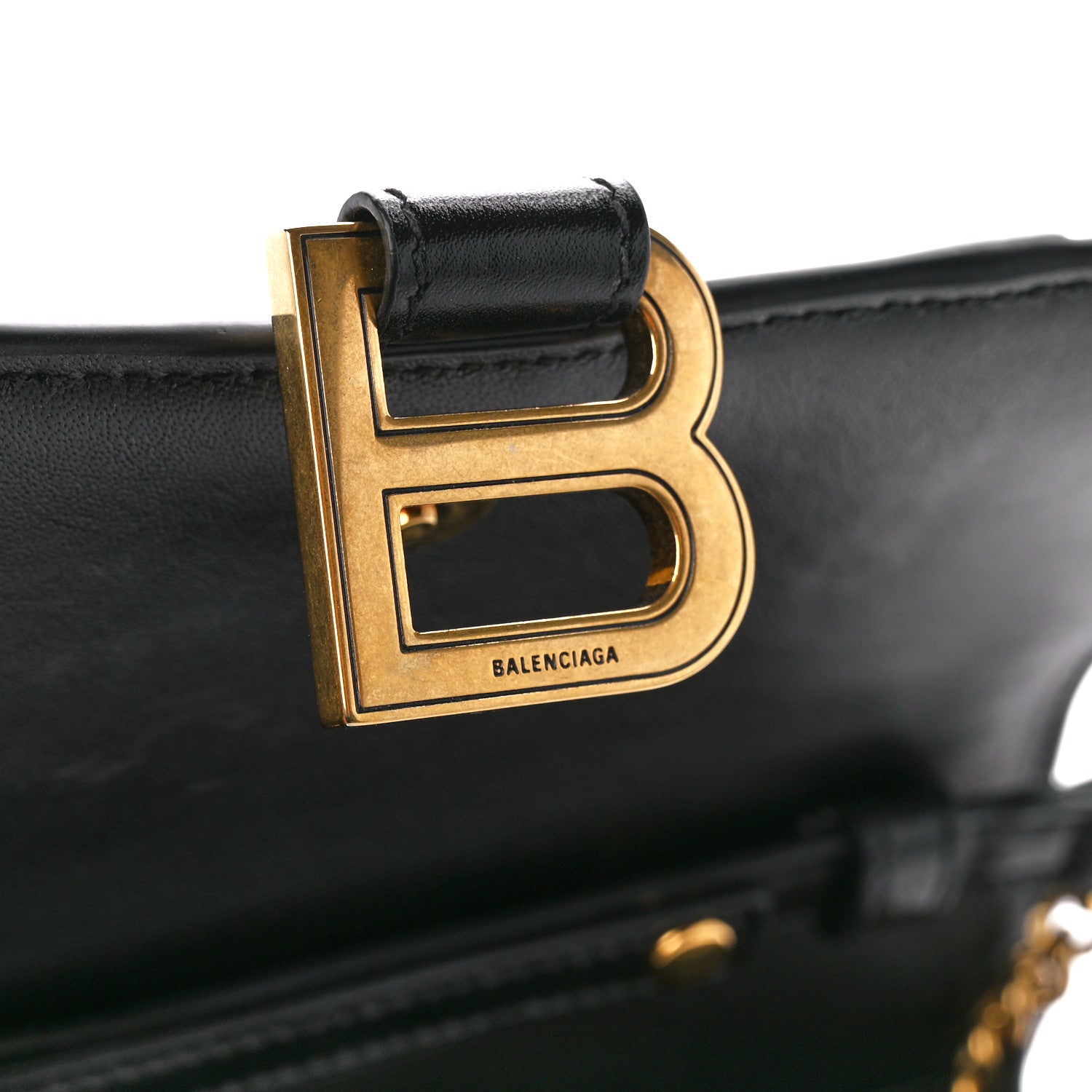 Balenciaga Shiny Box Calfskin Hourglass Chain Bag Black 7 of 10