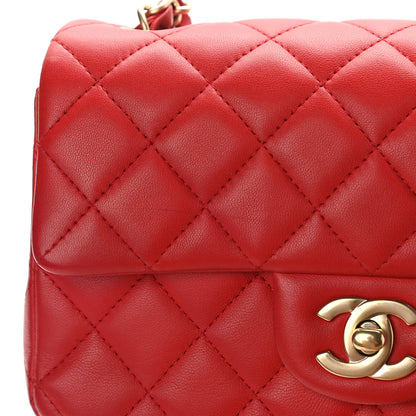 Chanel Lambskin Quilted Mini Rectangular Flap Red 9 of 9