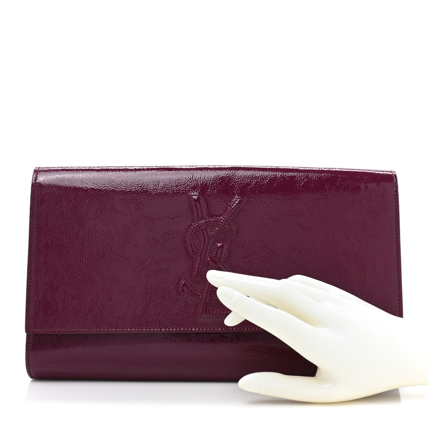 Textured Patent Calfskin Large Belle De Jour Clutch Berry