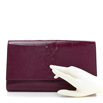 Saint Laurent Textured Patent Calfskin Large Belle De Jour Clutch Berry 2 of 13