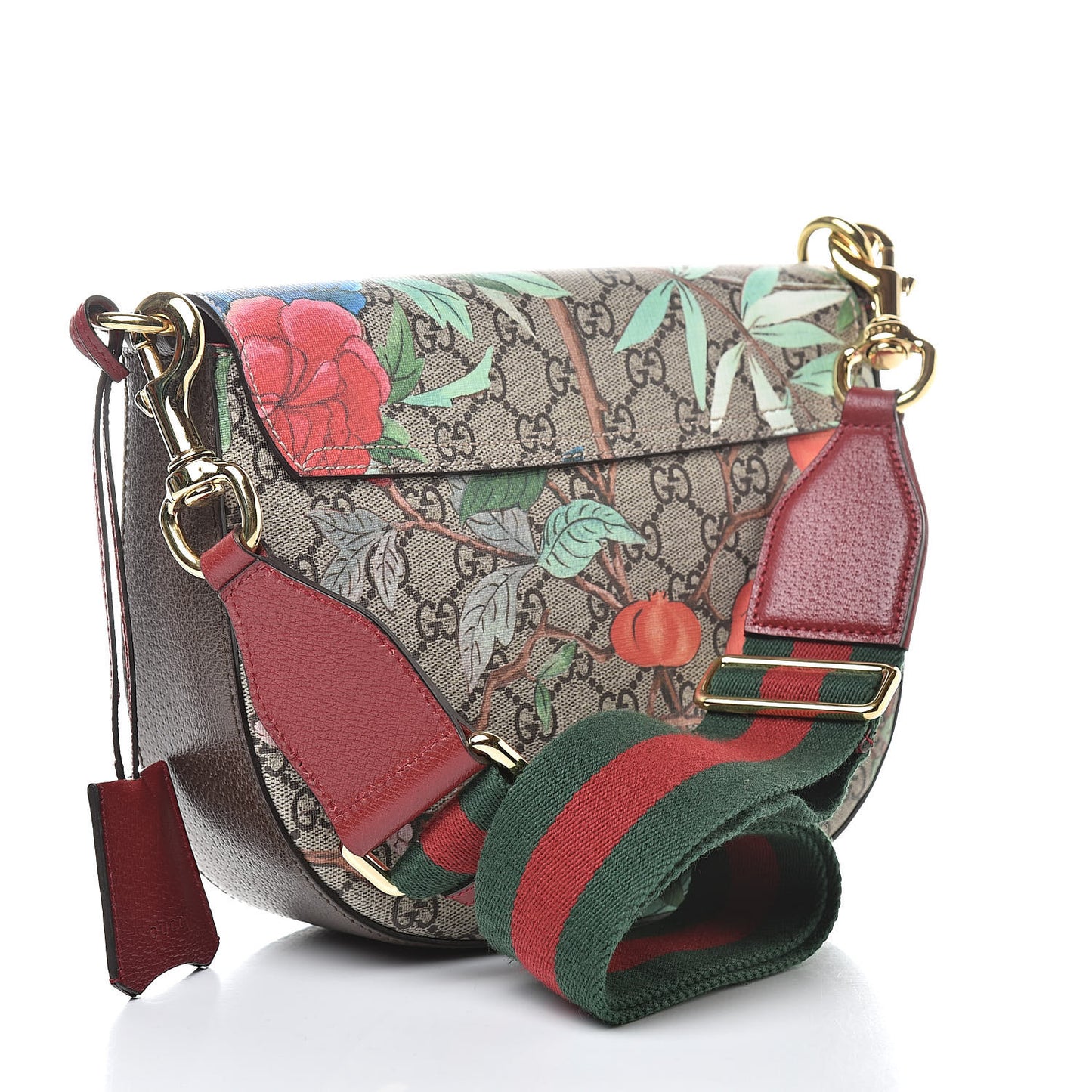 GG Supreme Monogram Tian Web Medium Padlock Messenger Shoulder Bag Beige Multicolor New Acero