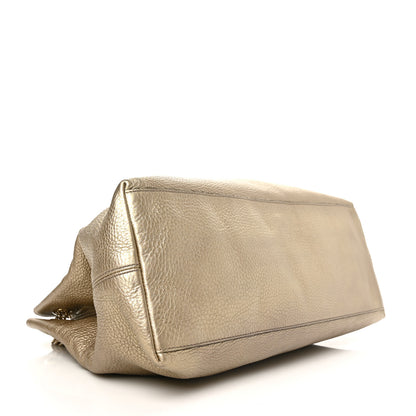 Gucci Metallic Pebbled Calfskin Large Soho Chain Shoulder Bag Golden Beige 3 of 7