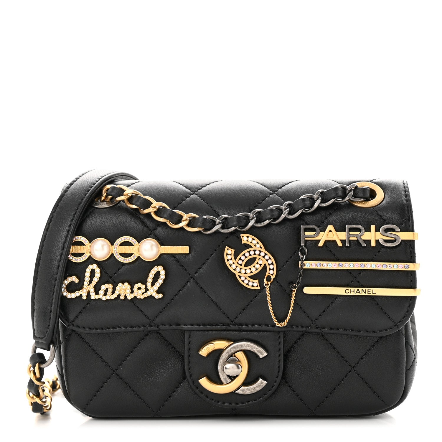 Chanel Lambskin Quilted Mini Coco Clips Single Flap Black 1 of 9