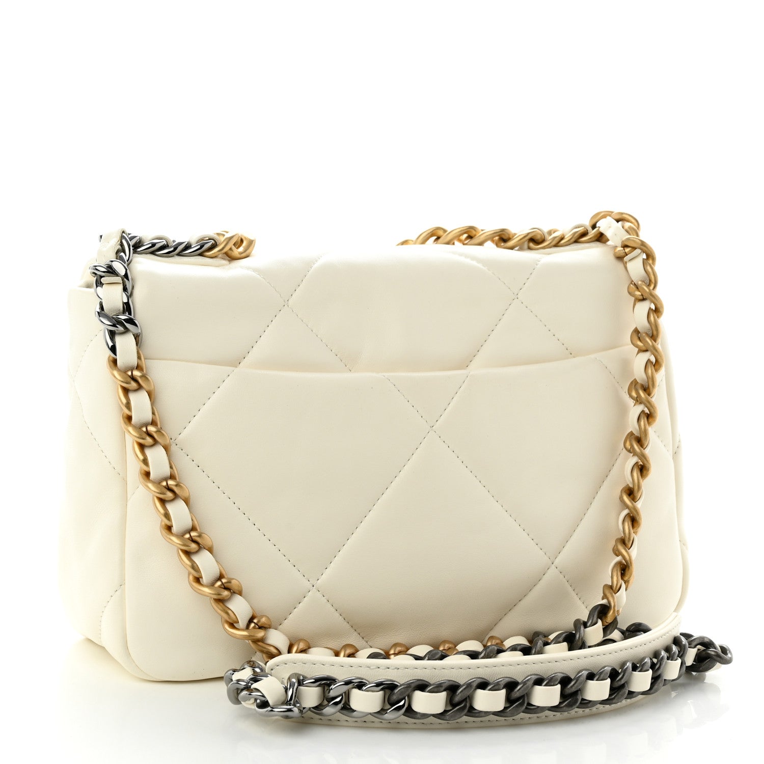 Chanel Lambskin Quilted Medium Chanel 19 Flap White 3 of 10