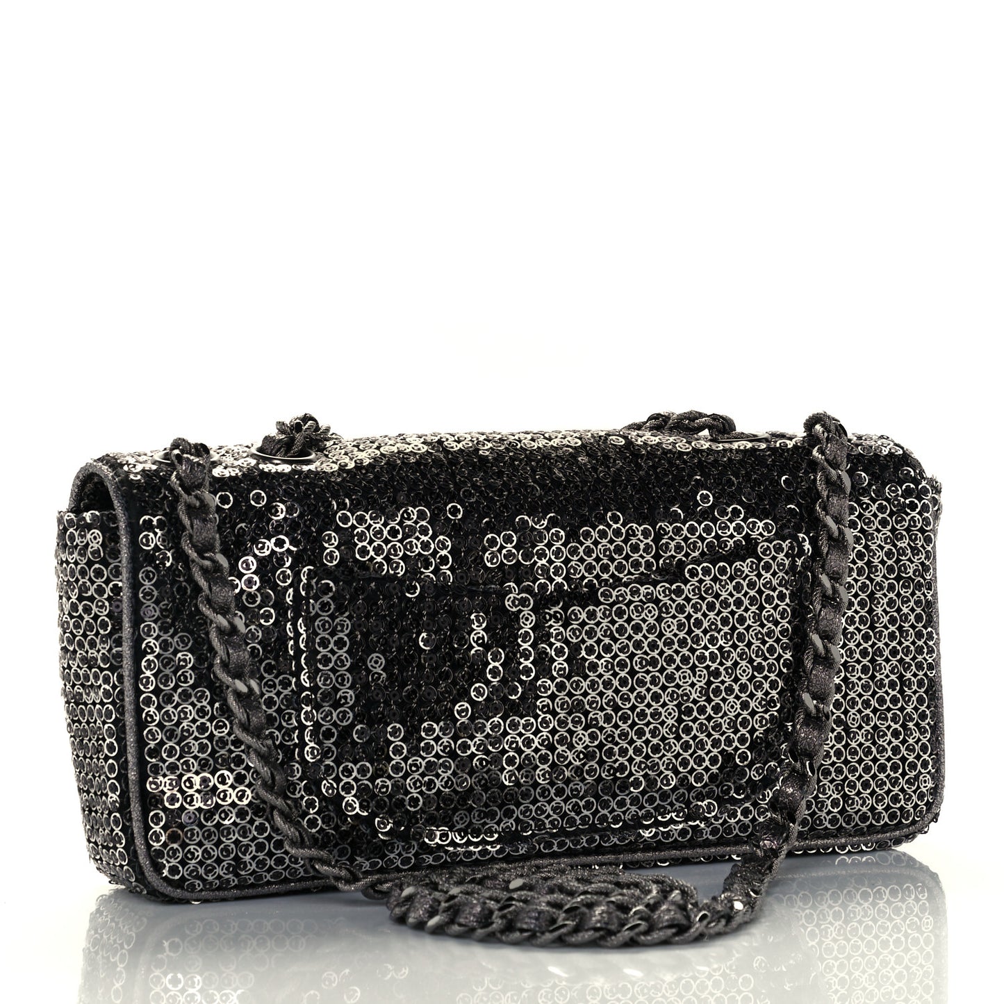 Sequin East West Flap Dark Silver