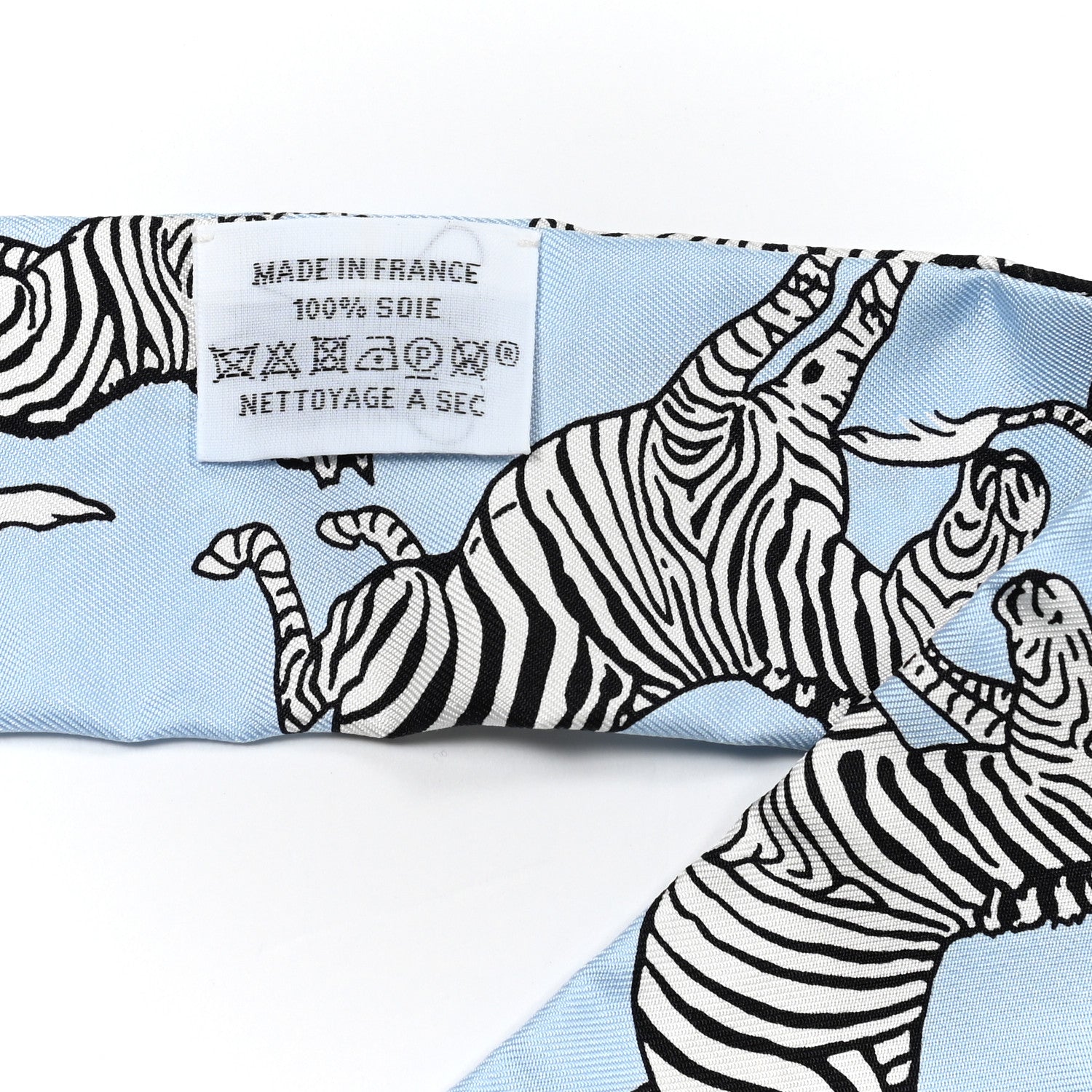 Hermes Silk Les Zebres Twilly Ciel Black White 4 of 4