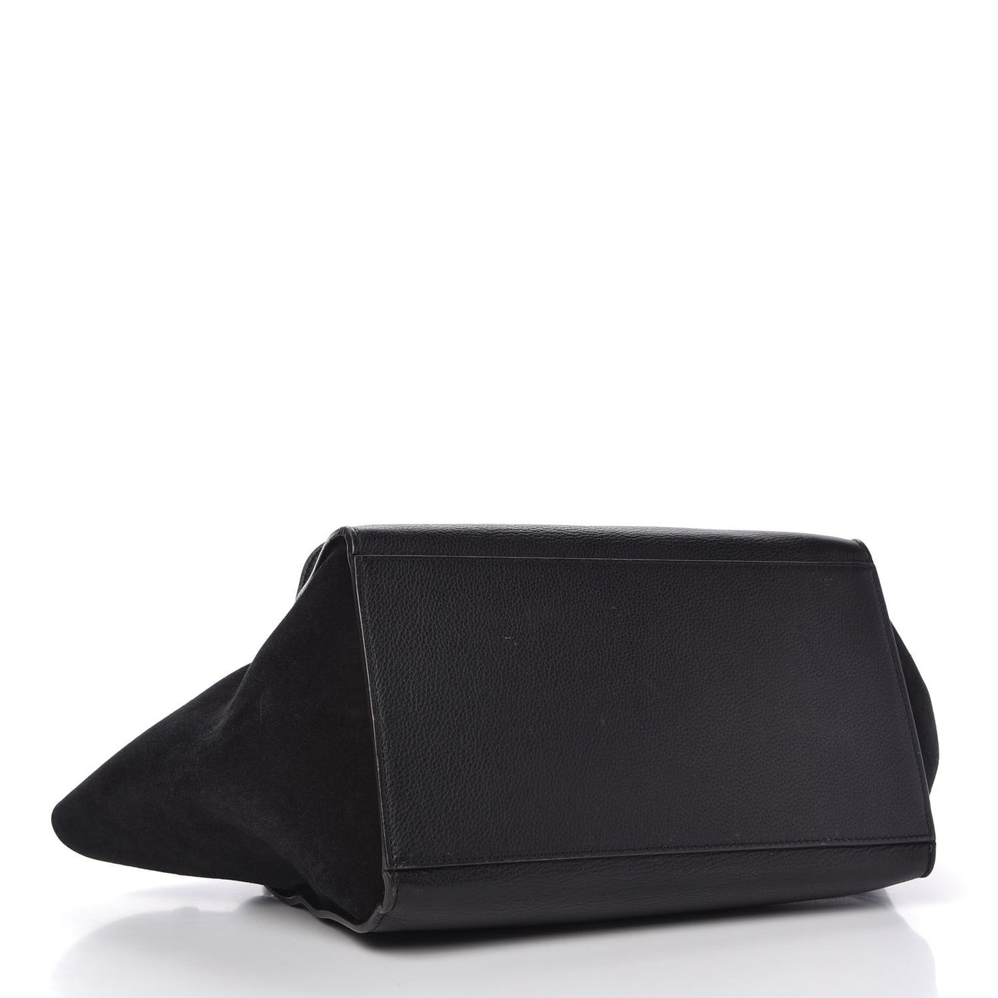 Drummed Calfskin Suede Small Trapeze Black