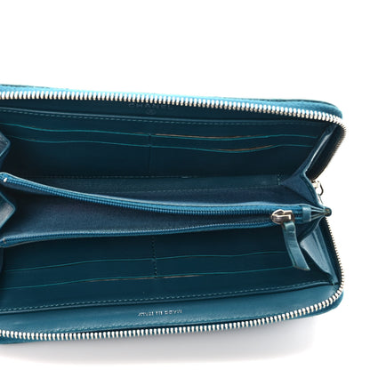 Chanel Lambskin Quilted Large Gusset Zip Around Wallet Turquoise 5 of 7
