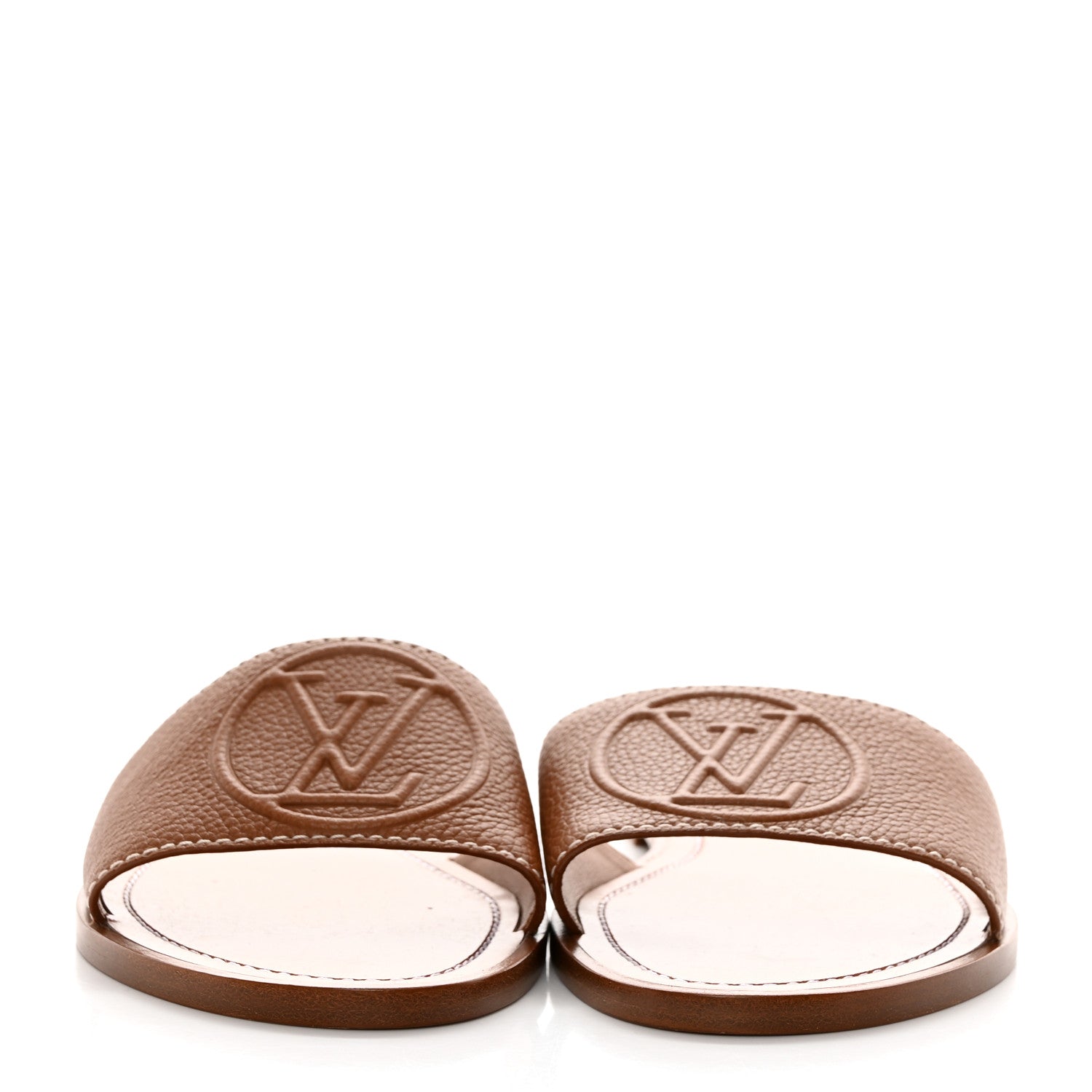 Louis Vuitton Calfskin Lock It Flat Mule 38 Cognac 2 of 8