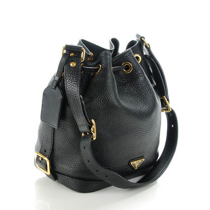 Prada Vitello Daino Drawstring Bucket Nero Black 3 of 7