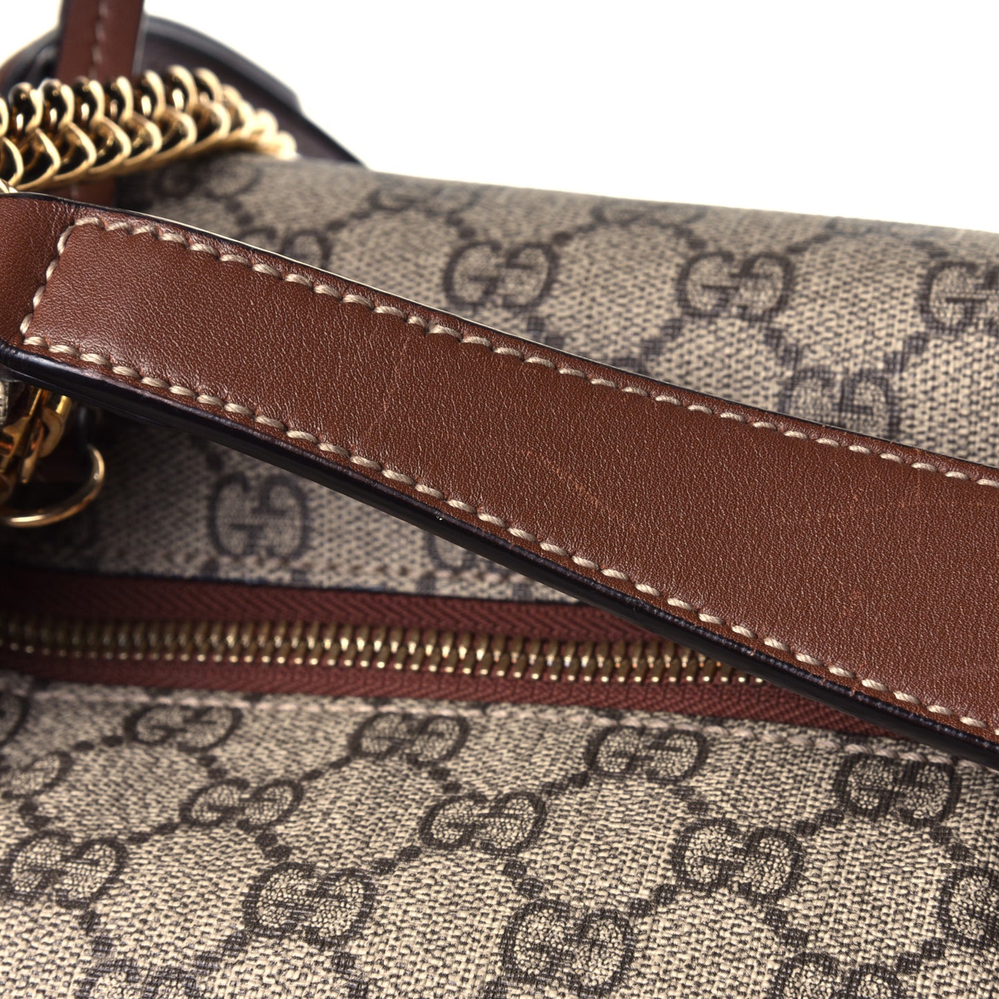 GG Supreme Monogram Large Linea A Hobo Light Brown