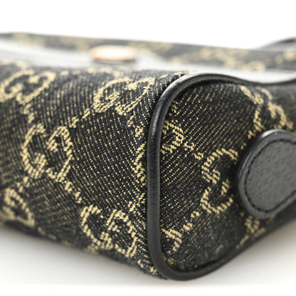 Gucci Jacquard Black Denim GG Monogram Textured Dollar Calfskin Mini Ophidia Shoulder Bag Black Ivory 10 of 13