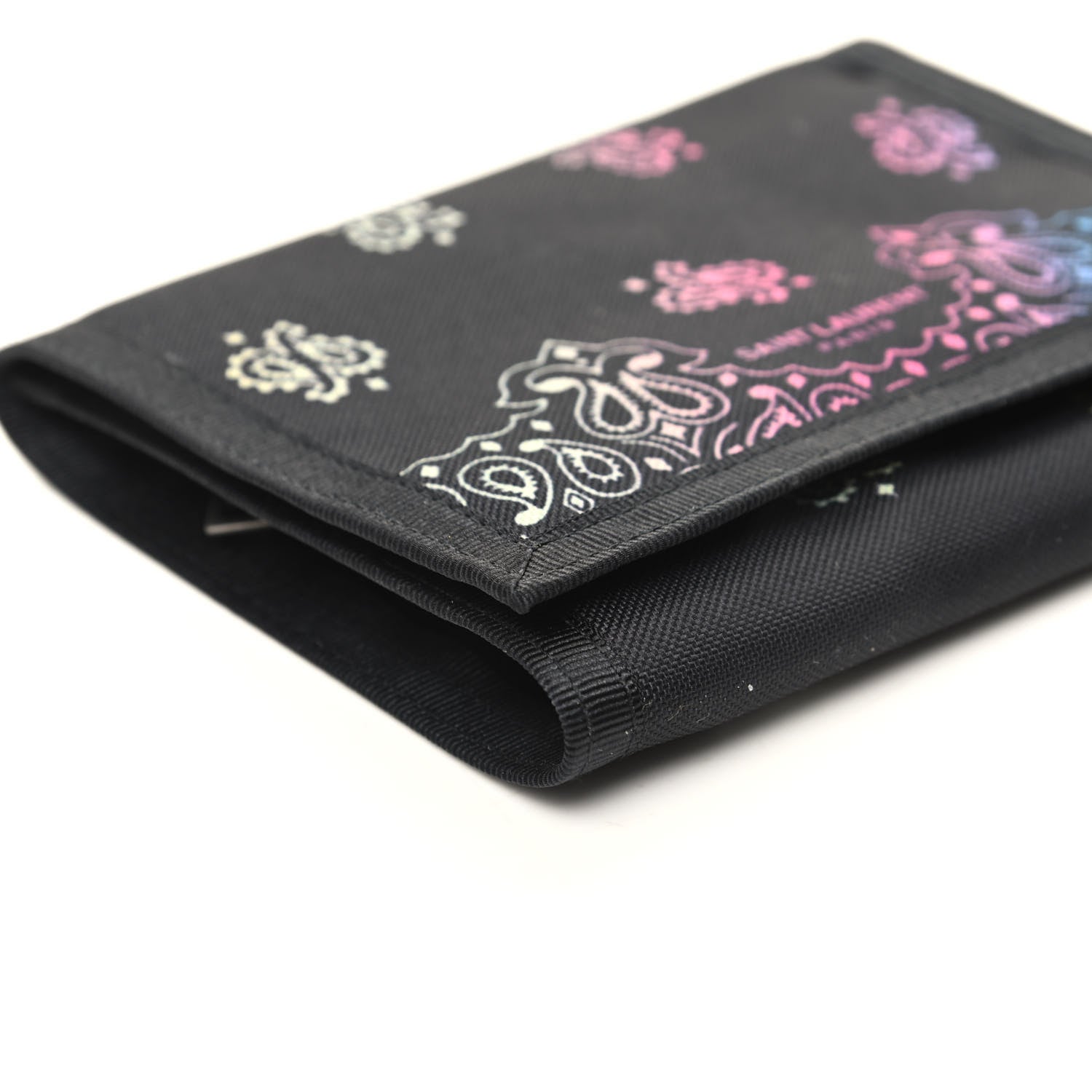 Saint Laurent Nylon Bandana Print Tiny Buffalo Wallet Black 7 of 8