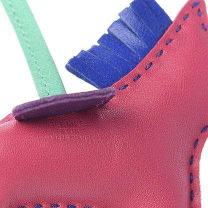 Hermes Milo Lambskin Grigri Rodeo Horse Bag Charm PM Rose Shocking Bleu Azteque Bleu Electrique Menthe Soufre Violet 3 of 4