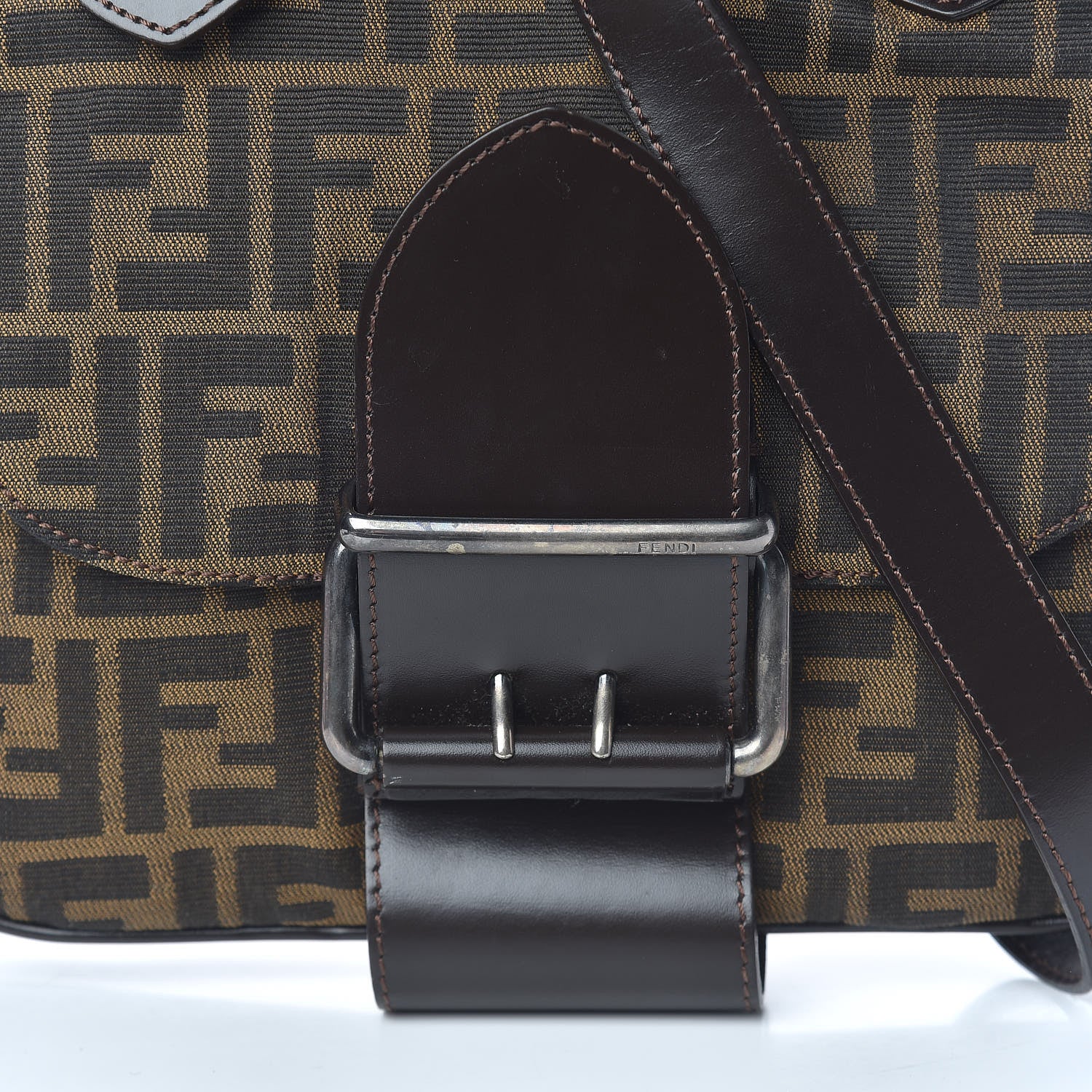 Fendi Zucca Buckle Shoulder Bag Tobacco 12 of 12