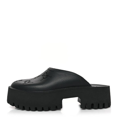 Gucci Rubber GG Monogram Perforated Elea Platform 55mm Lug Sole Sandals 39 Black 1 of 9