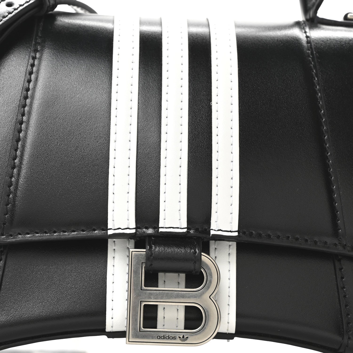 Balenciaga X ADIDAS Shiny Box Calfskin Small Hourglass Top Handle