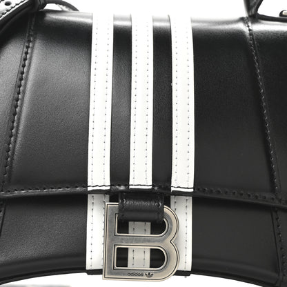 Balenciaga X ADIDAS Shiny Box Calfskin Small Hourglass Top Handle Bag Black White 7 of 9